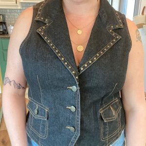 Studded Jean Vest